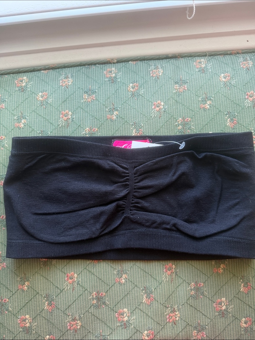 Say What? Black Seamless Ruched Bandeau size S/M